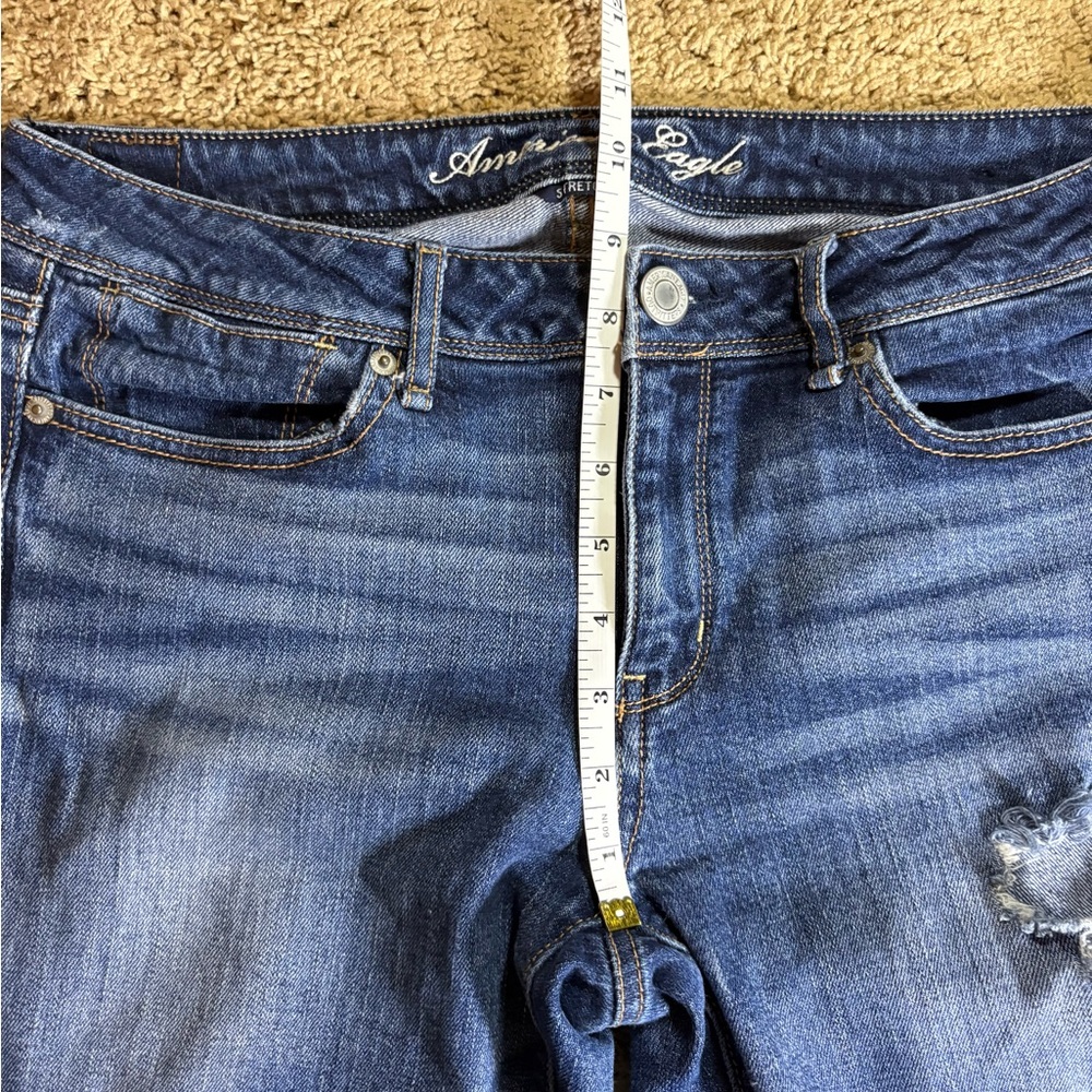 American Eagle Outfitters Slouchy‎ Skinny Distressed Blue Skinny Jeans - Picture 6 of 8